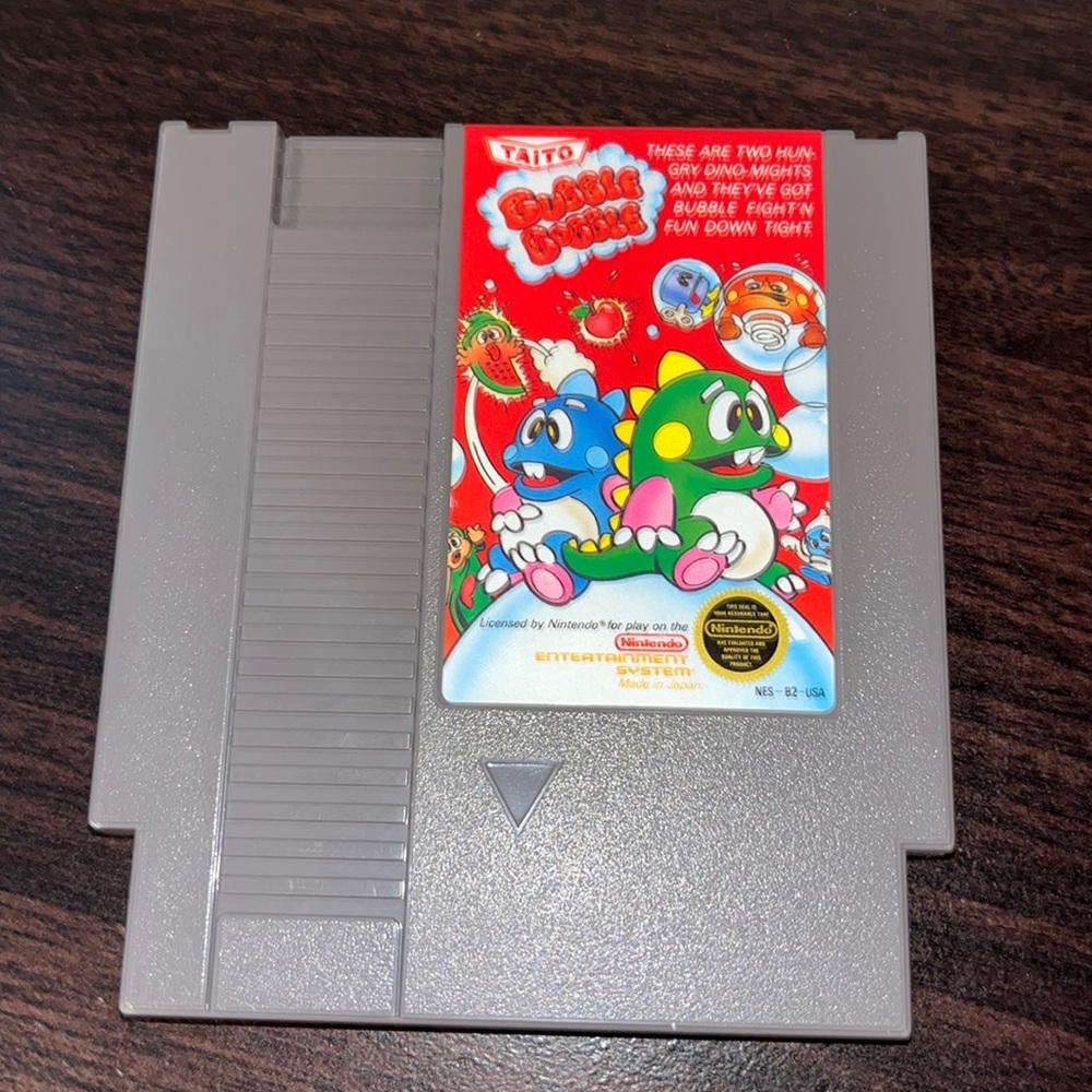 Original Nintendo Bubble Bobble Video Game with plastic sleeve